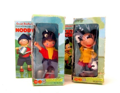 Marx Toys, fully poseable Mickey Mouse, and fully poseable Noddy, boxed. (2)