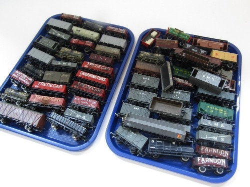 Bachmann, Hornby, and other rolling stock, including seven plank vans, cattle vans, brake coaches, etc. (2 trays)