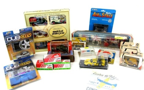 Corgi, Ertl, and other diecast vehicles, including a 1902 State Landau, Ertl Air and Space Luna Rover, Dubcity 1987 Buick Grand National, Corgi and Solido Century of Cars Ford Fiesta, etc. (1 box)