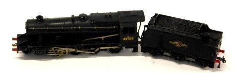 A Hornby Dublo OO gauge locomotive and tender, BR black livery, 48158.