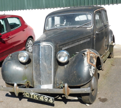 A 1948 Humber Hawk, registration CTK 494, 1944cc petrol, first registered 25th August 1948, formerly in grey but repainted in a military green, long term outside storage under a tarpaulin, no V5. Upon instructions from the Executors of Paul Birchall (Dec'