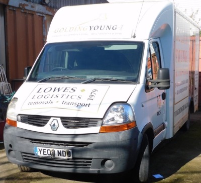 A 2008 Renault Master Trucksmith Lo-Loader or Luton van, registration YE08 NDO, with paperwork relating to past private plate GY02 LOT (not included), SORN, used daily and running fine up to March 2020 thereafter when being used for storage purposes duri - 2