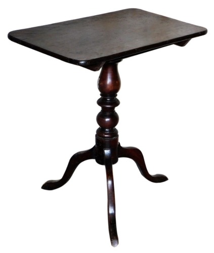 A 19thC mahogany tripod table, with rectangular tilt top, 76cm high, the top 44cm x 71cm.