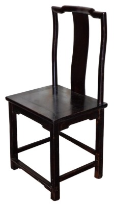 A Chinese hardwood chair, with solid splat and seat.