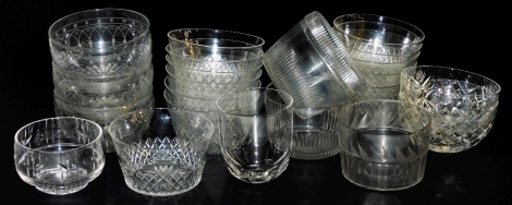 A collection of 19thC and later cut glass rinser and finger bowls, some matching. (20)