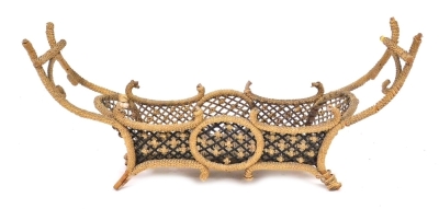 A late 19thC bamboo and cane work crib, 97cm wide.