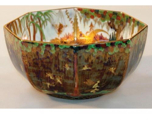 A Wedgwood Fairyland lustre octagonal bowl 'Woodland Elves VII Toadstool' pattern