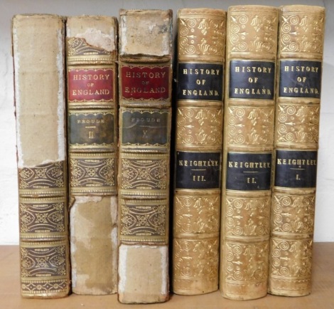 Keightley (Thomas). The History of England, volumes 1-3, gilt Moroccan, published by Whittaker and Co London 1839, together with three further volumes of The History of England, 2, 3 and 10, gilt Morocco, published by Parker Son and Bourn London 1862. (6)