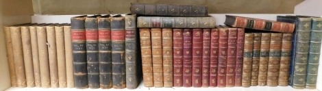 A group of 19thC and later leather bindings, to include Waverley Novels, gilt half Morocco and marbled boards, published by A & C Black, Edinburgh 1865, Ewald (Alex Charles) The Life and Times of Honourable Algernon Sydney, volumes 1 and 2, gilt calf, pu