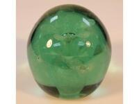 A 19thC Nailsea green glass dump paperweight