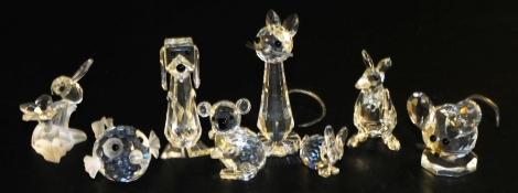 A group of Swarovski crystal other other animals, to include a mouse, dog, cat, fish, etc. (some pieces AF)