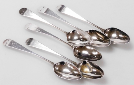 A set of six George III silver teaspoons, initial engraved, London 1810, 2.12oz.