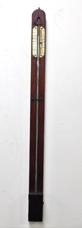 A 19thC mahogany cased stick barometer, with ivory gauge, 97cm high.