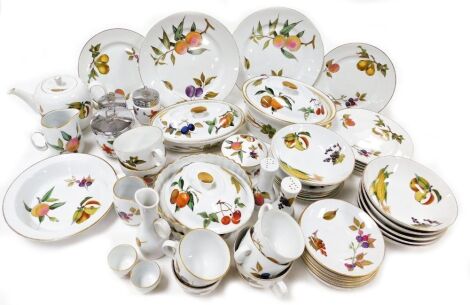 A group of Royal Worcester Evesham pattern oven to table wares, dinner plates, teacups and saucers, condiments, etc. (a quantity)