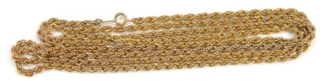 A gold plated long guard muff chain, 120cm long.