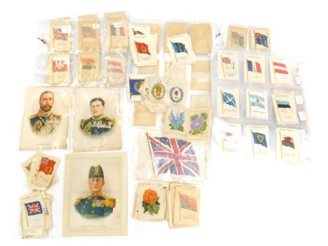 Cartophily. A group of silk cigarette cards, flags, military profiles, etc. (1 box)