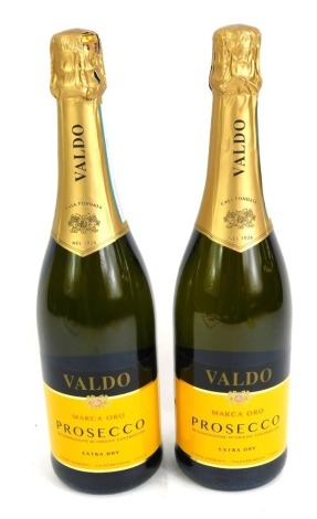 Two bottles of Valdo Marco Oro prosecco.