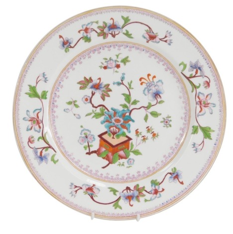 A late 19thC Worcester porcelain cabinet plate, with hand painted Oriental style decoration, stamped and numbered circa 1876-91, 26cm diameter.