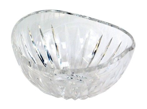 A Waterford crystal bowl, with a shaped and fluted rim with star cut crest, stamped to underside, 10cm high, 20cm wide.