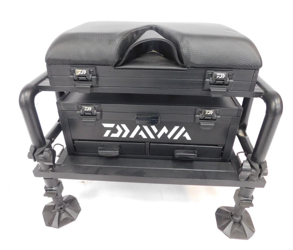 Fishing tackle, comprising Daiwa seat box, adjustable travel case
