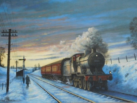 Paul Thurston. The 40563 Locomotive in the snow, oil on canvas, signed, 39cm x 49cm, framed. Auctioneer announce: We have specific instructions to sell this lot WITHOUT RESERVE.