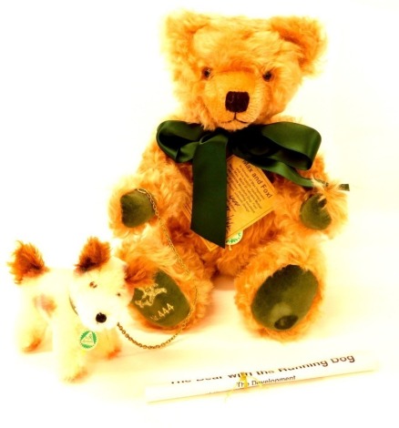 A Hermann Max and Foal No 444 Bear, limited edition mohair bear and a miniature dog. (2)