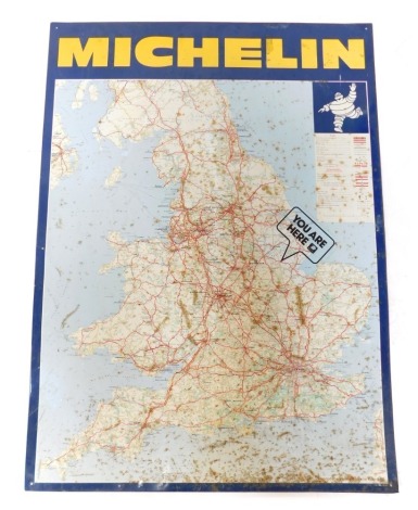 A Michelin metal road sign, 87cm x 64cm.