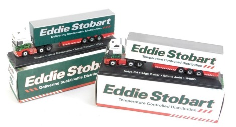 Two Atlas Editions Eddie Stobart 1-76 scale trucks, boxed.