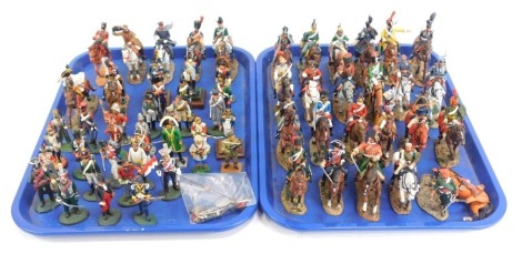 A group of Del Prado and other Napoleon at War soldier figures, comprising the mounted unit, military officers, cavalry, Napoleon etc. (2 trays)