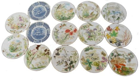 A set of Caverswall months of the year cabinet plates, Diary of an Edwardian Lady, 28cm diameter.