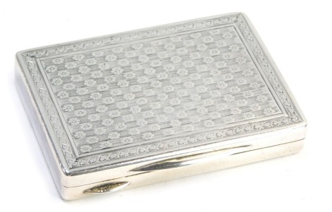 A George V silver card case, with engine turned and floral decoration, John Henry Hill, London 1924, 3.41oz.