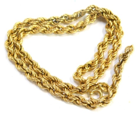 A 9ct gold rope twist neck chain, on a bolt ring clasp, 35cm long (broken, AF), 5.2g.