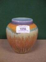 A Shelley Vase, dripped glaze in green, orange and grey