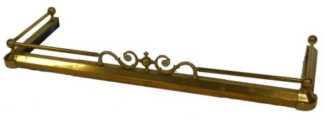 A Victorian brass adjustable fender, with a galleried rail, 132cm wide.