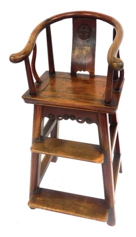 A Chinese hardwood child's highchair, with stepped frame. (AF)