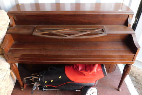 A Heintzman mahogany cased grand piano, in vertical form, Richmond model, number 97920, 145cm wide.