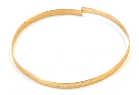 A 9ct Gold Bangle, cut, 6.2g.