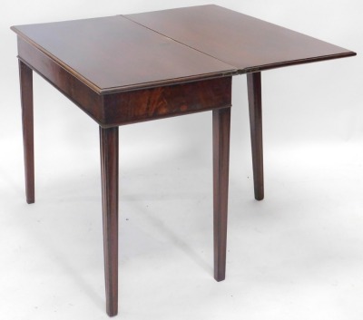 A George III style mahogany drop leaf side table, the plain moulded top on cabriole legs terminating in pad feet, 71cm high, 88cm wide, 43cm deep. - 2