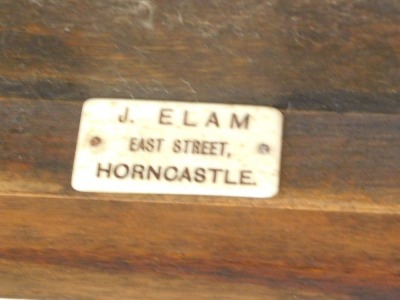 An Edwardian piano stool, with studded leather lift up seat and scroll arms, on square tapering legs, 57cm high, 58cm wide, 37cm deep. - 2