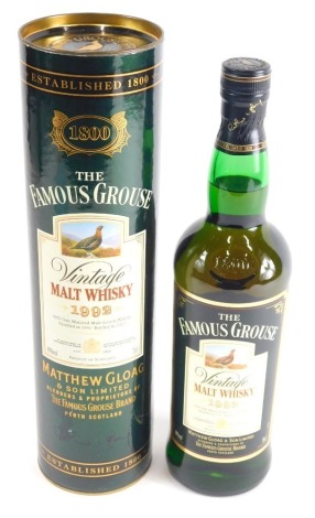 A bottle of Famous Grouse vintage malt whisky 1992, Matthew Gloag and Sons Limited.