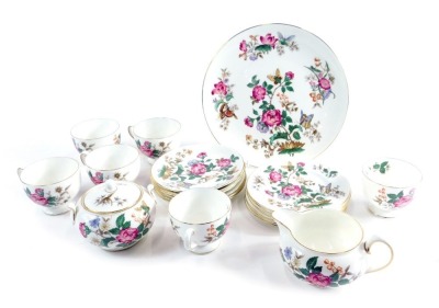 A Wedgwood florally patterned part dinner service, comprising jug, similar bowl, 24cm diameter, etc. (a quantity)