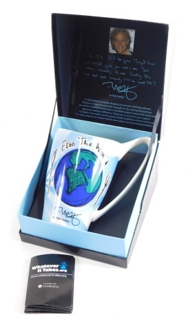 A Whatever It Takes Churchill pottery Sir Bob Geldof Feed the World boxed mug, printed marks beneath, 14cm high.