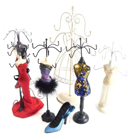 Various tabletop mannequin necklace stands, various dress, 41cm high, etc. (a quantity)