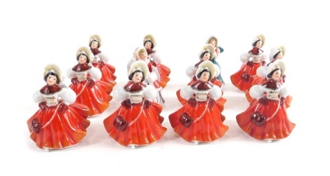 Various miniature Royal Doulton boxed figures, to include Noel, 5cm high, duplicate Christmas Skater, etc. (12, boxed)