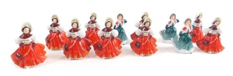 Various miniature Royal Doulton boxed figures, to include Noel, 5cm high, duplicate Christmas Skater, etc. (12, boxed)