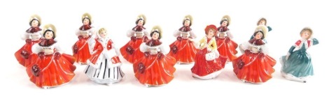 Various miniature Royal Doulton boxed figures, to include Noel, 5cm high, duplicate Christmas Skater, etc. (12, boxed)