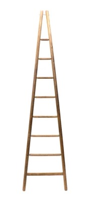 A 19thC elm fruit picking ladder, of tapering form with plain spokes and cylindrical sides, 271cm high.