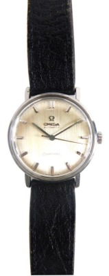 An Omega Seamaster automatic gentleman's wristwatch, in a steel case, the reverse stamped waterproof, Omega stamp crown strap, the dial 3.2cm diameter.