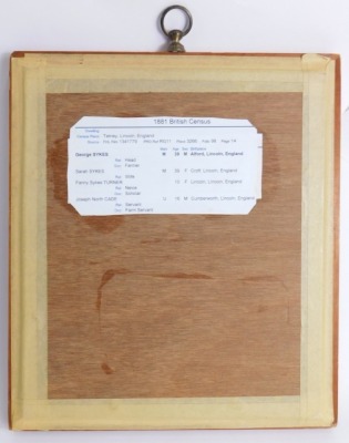 A 19thC alphabetic and numeric sampler, by Fanny Sykes, Turner North Cotes School, undated, with part family tree verso, 20cm x 17cm. - 3