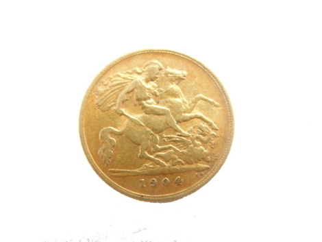 An Edward VII gold half sovereign, 1904.